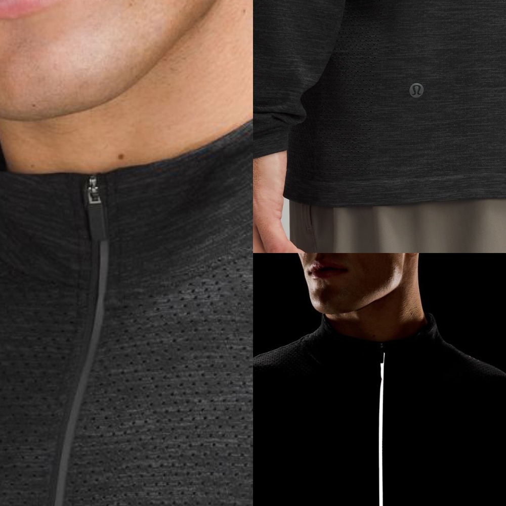 Lululemon Mens Metal Vent Tech Half Zip Black Long Sleeve Run Reflective Small - Picture 3 of 13